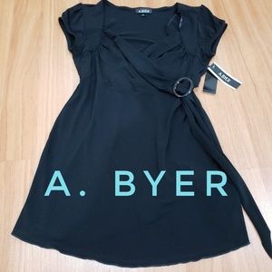 NWT A.BYER draped tunic blouse black M